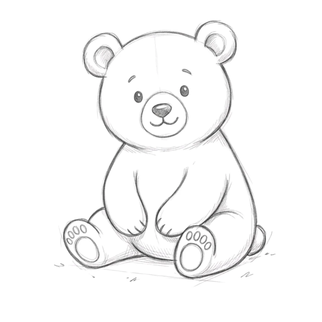 Baby Bear Sitting Drawing