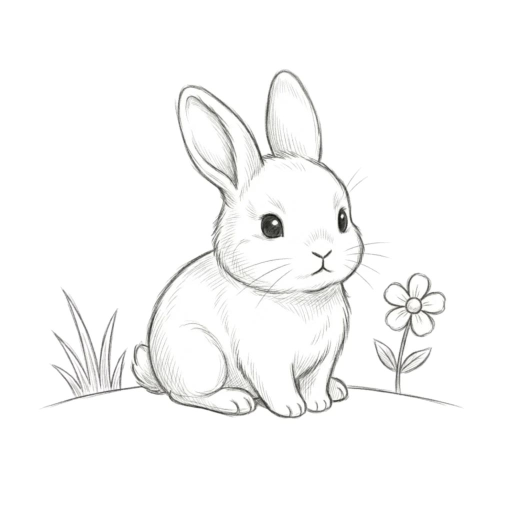 Baby Bunny Sitting Drawing