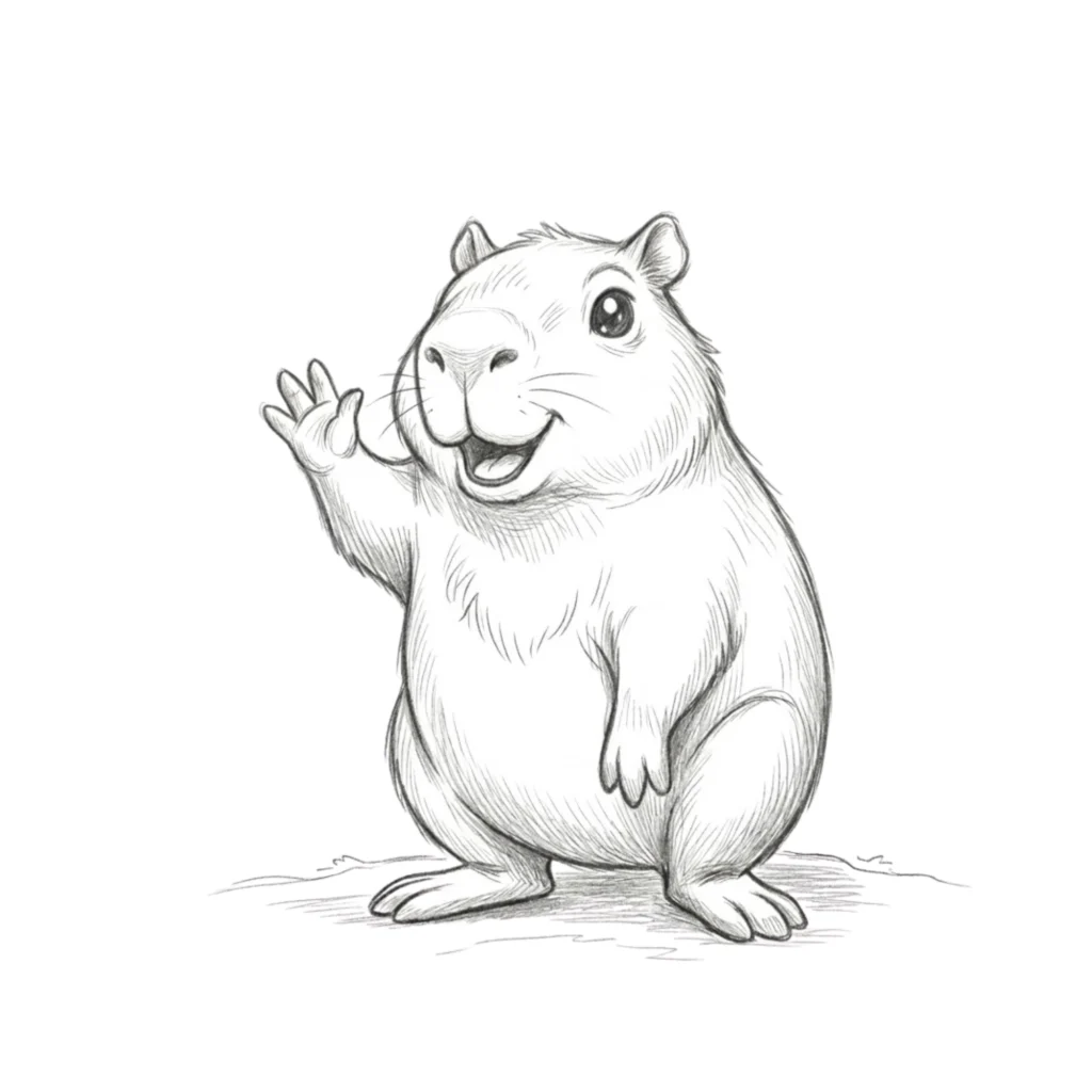 Capybara Sitting Relaxed Drawing