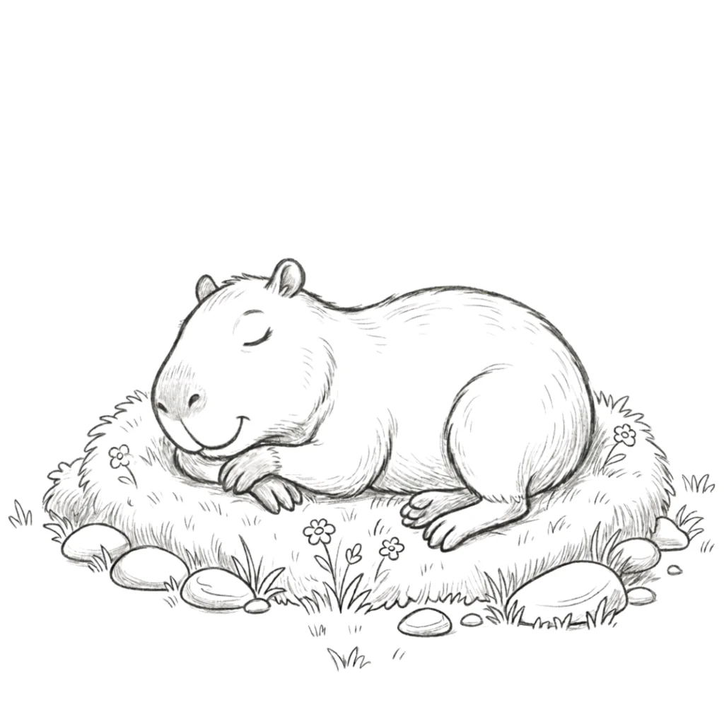 Capybara Sleeping Drawing
