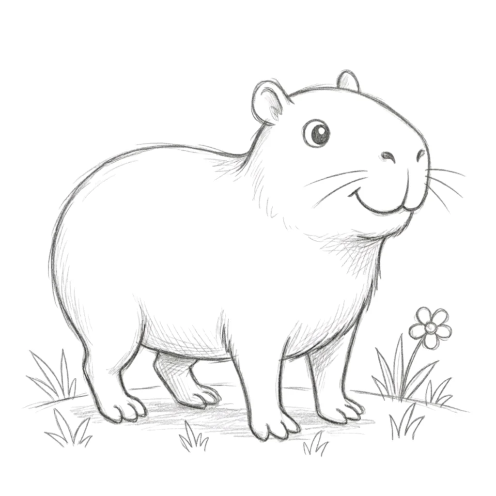 Cartoon Capybara Drawing