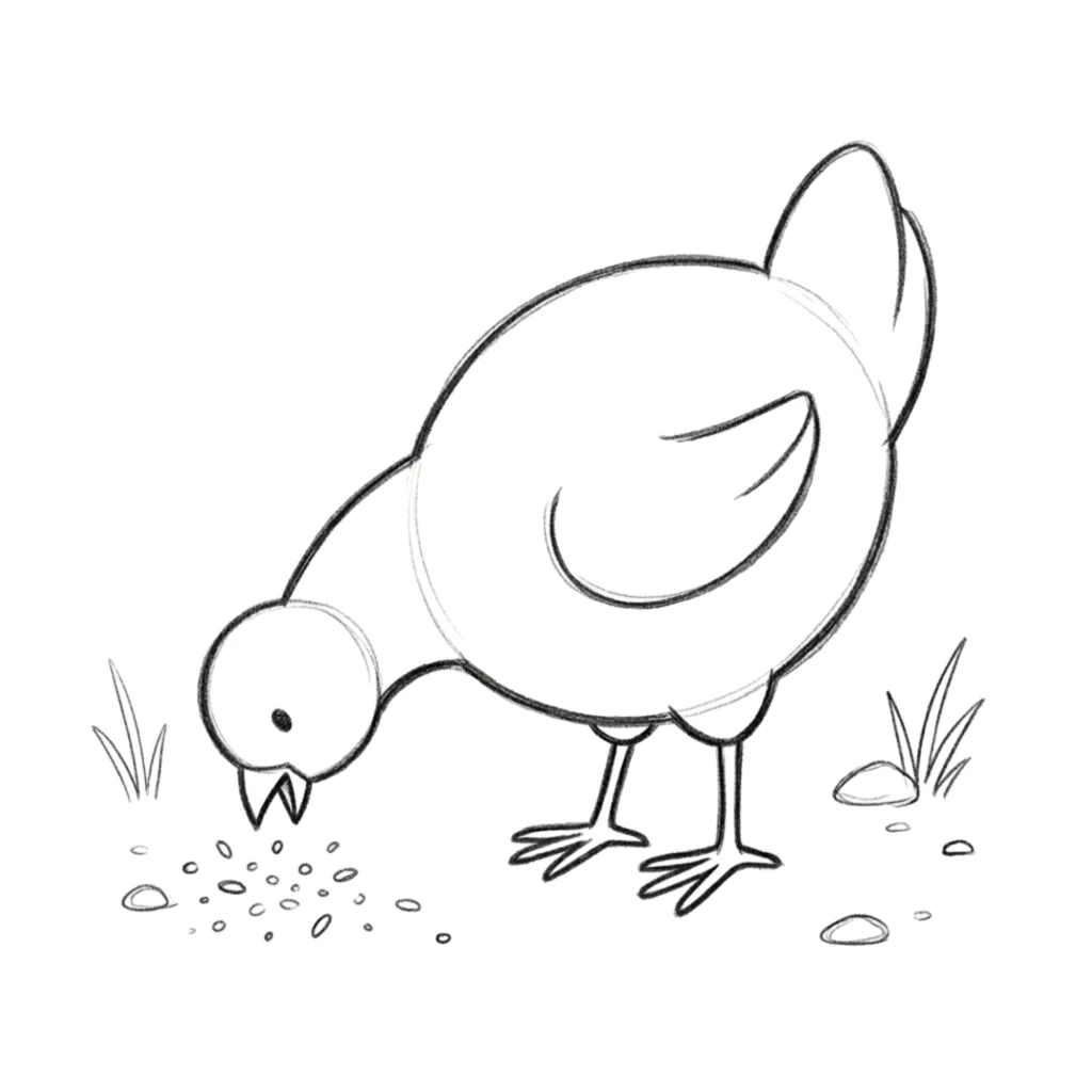 Chicken Eating Drawing