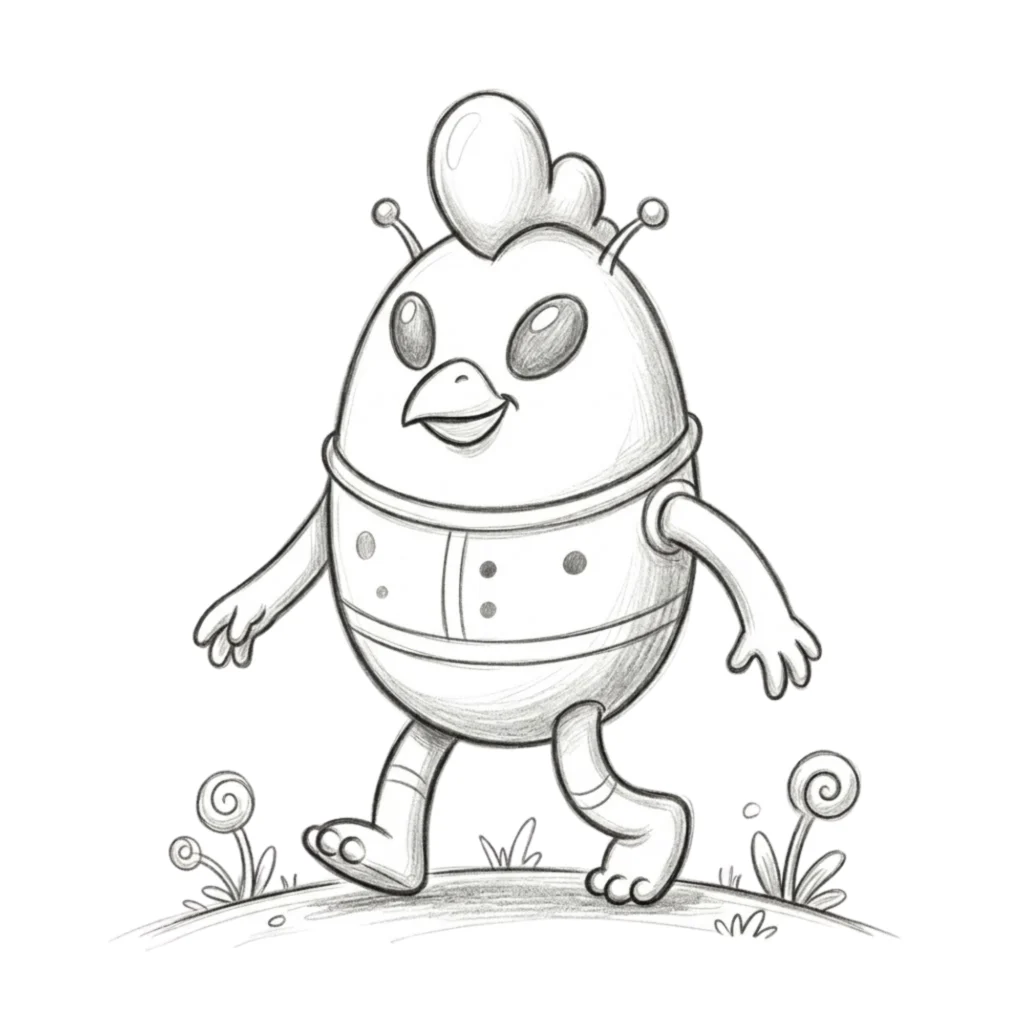 Chicken Little Alien Drawing