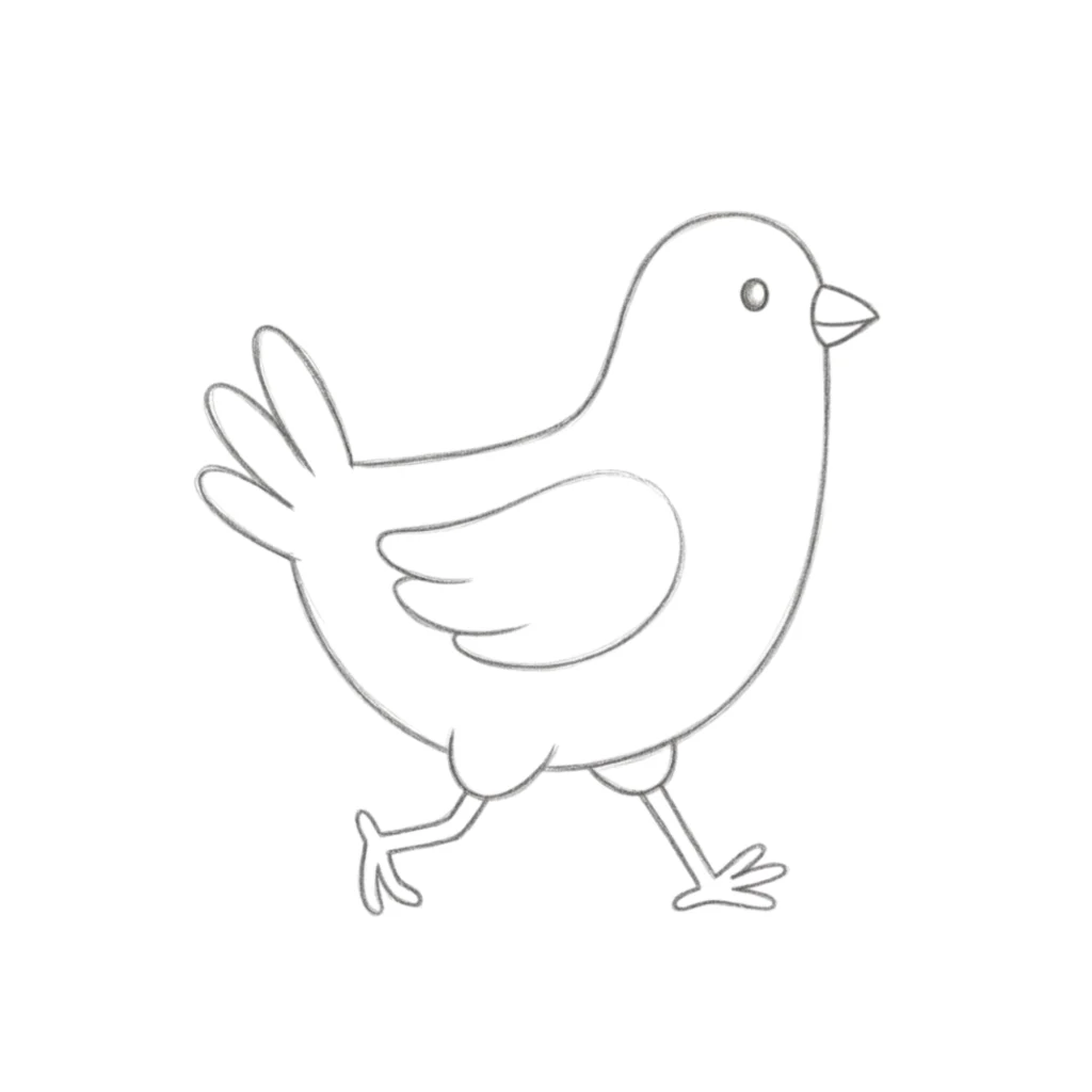 Chicken Walking Drawing