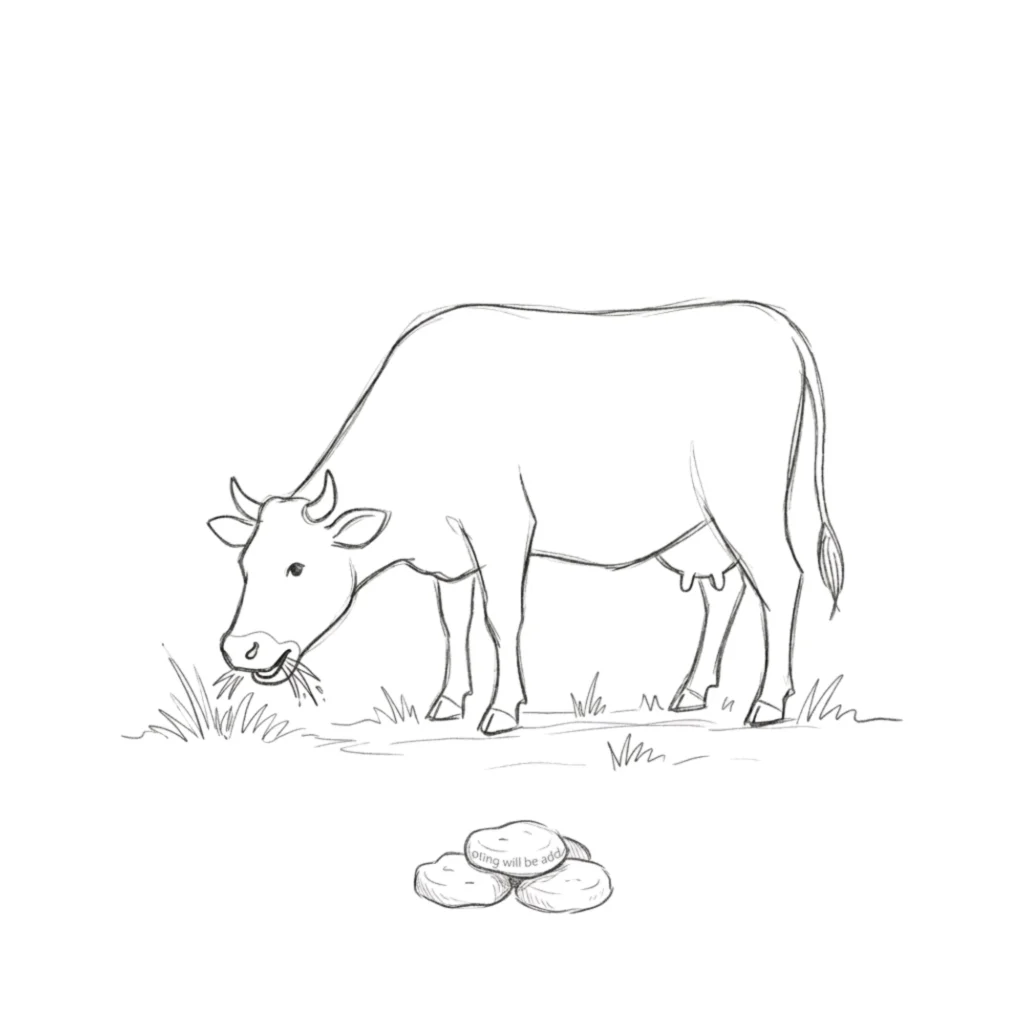Cow Eating Fresh Green Grass