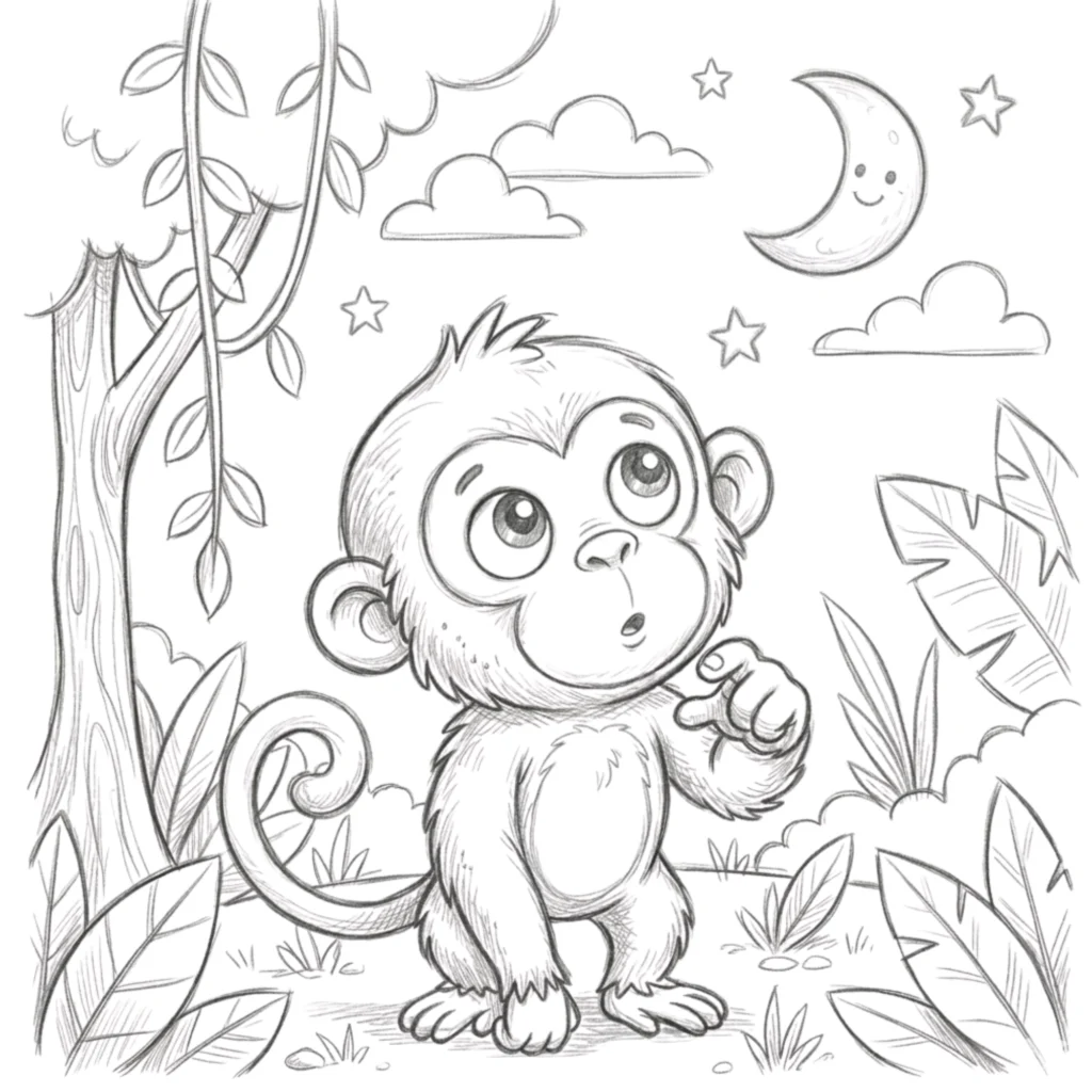 Curious Monkey Looking Up