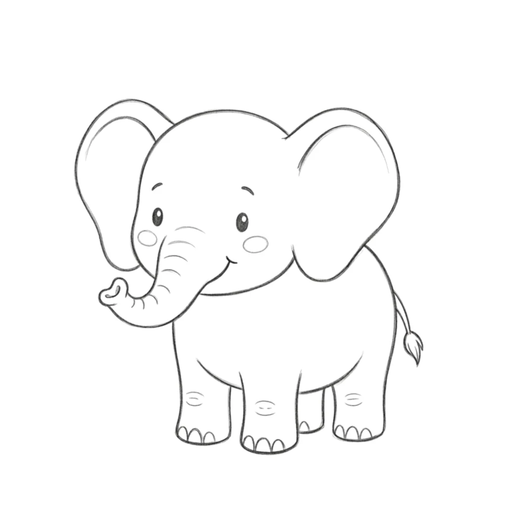 Cute Elephant Drawing