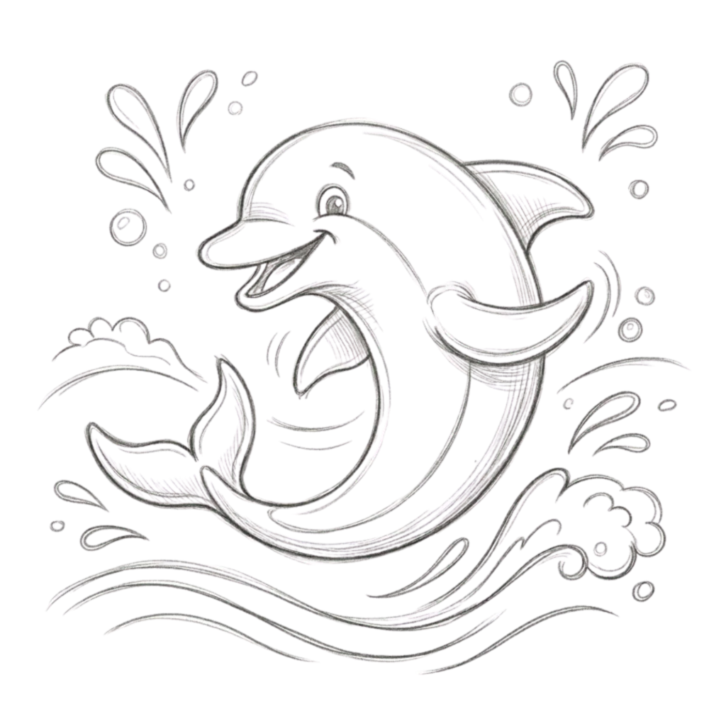 Dancing Dolphin Drawing