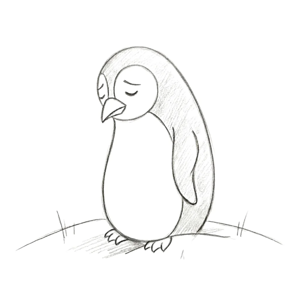 Depressed Penguin Drawing