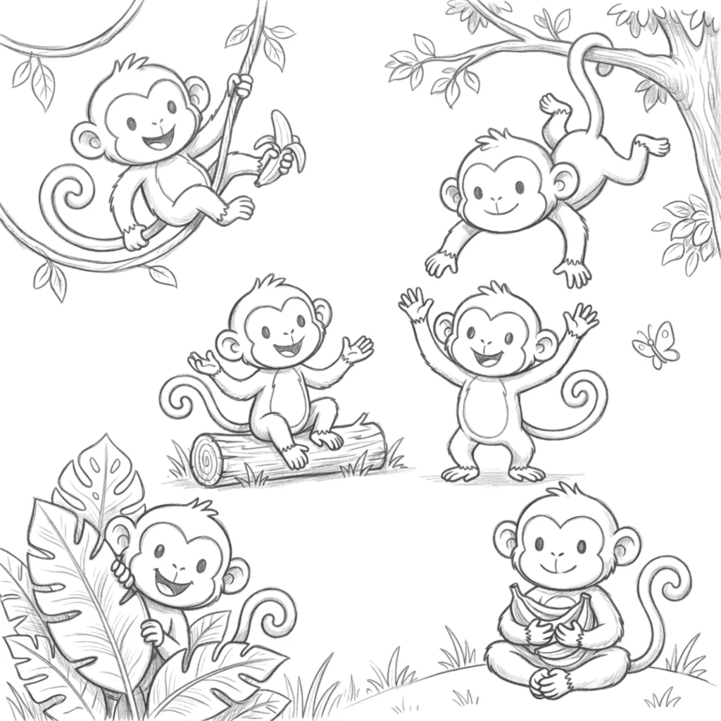 Drawings of Cute Monkeys