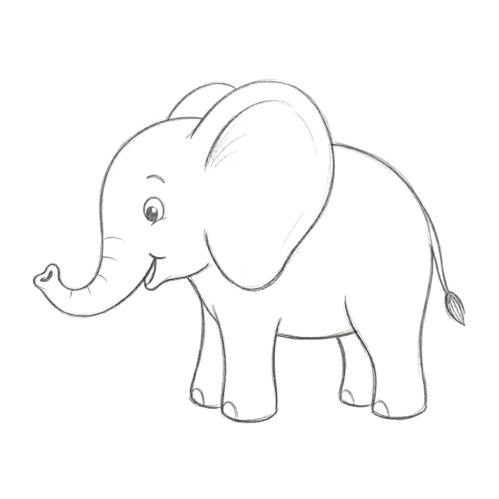 Elephant with Big Ears Drawing