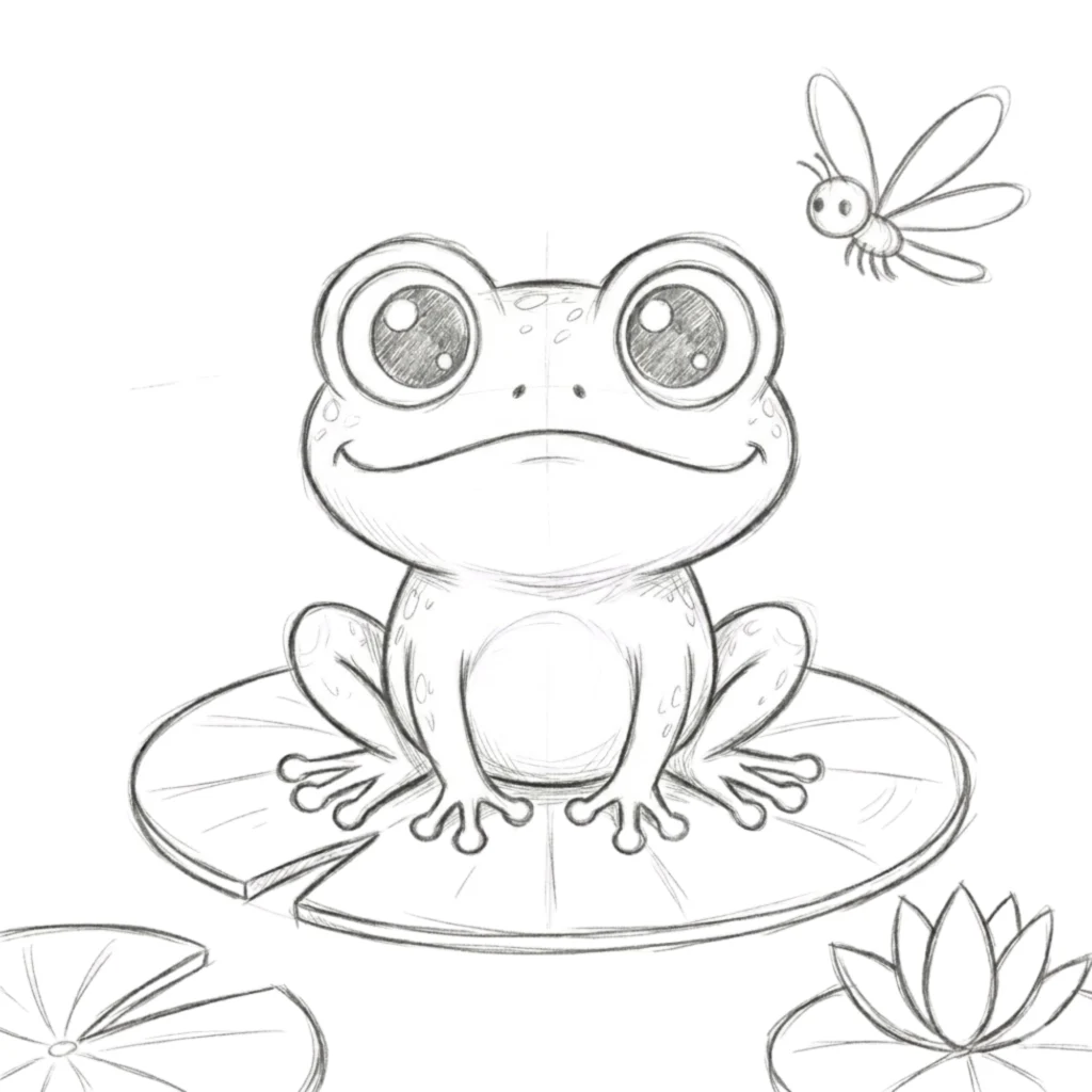 Frog with Big Eyes Drawing
