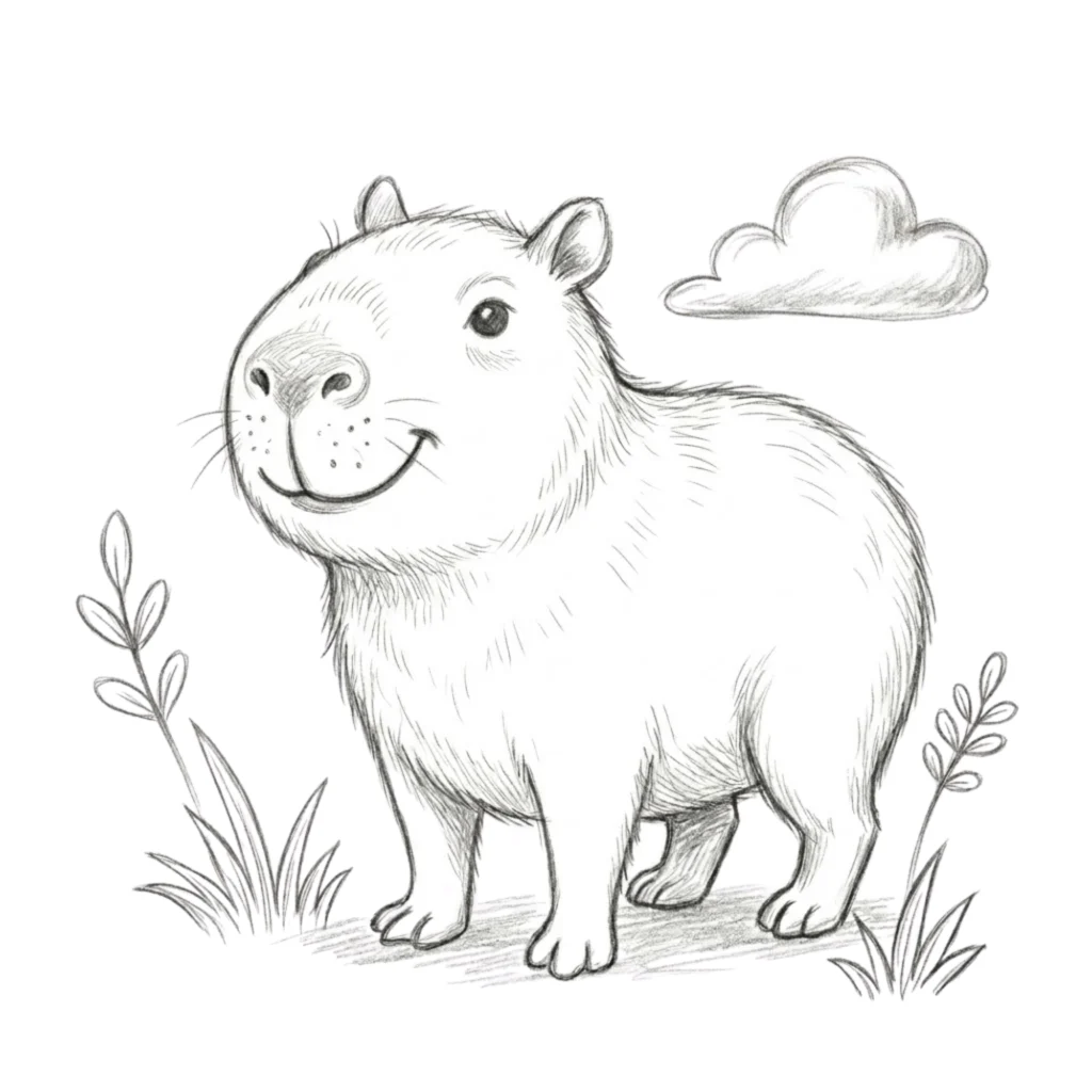 Happy Capybara Drawing
