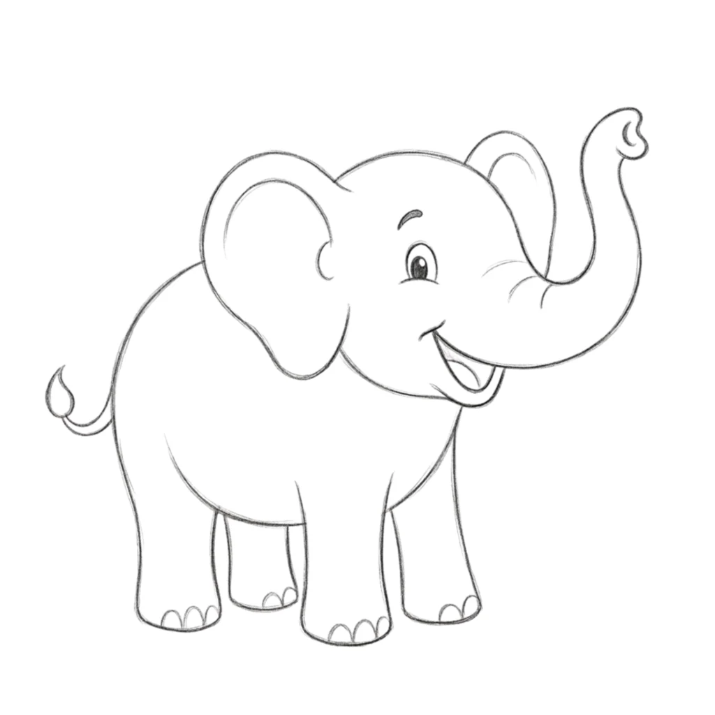 Happy Elephant Drawing