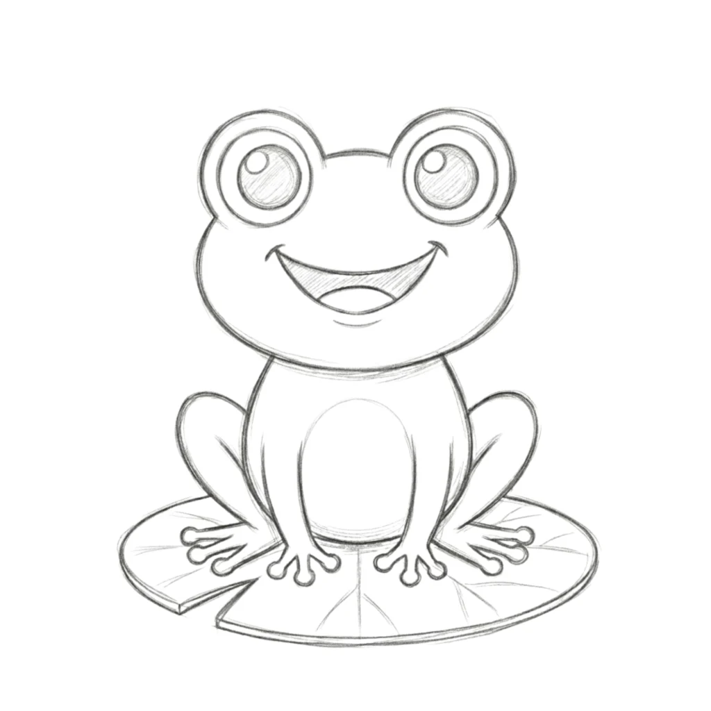 Happy Frog with Round Eyes Drawing