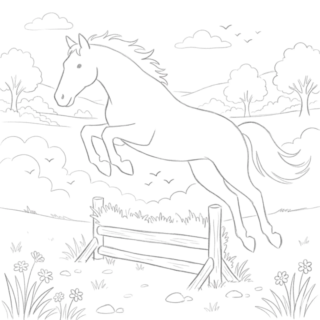 Jumping Horse in Action