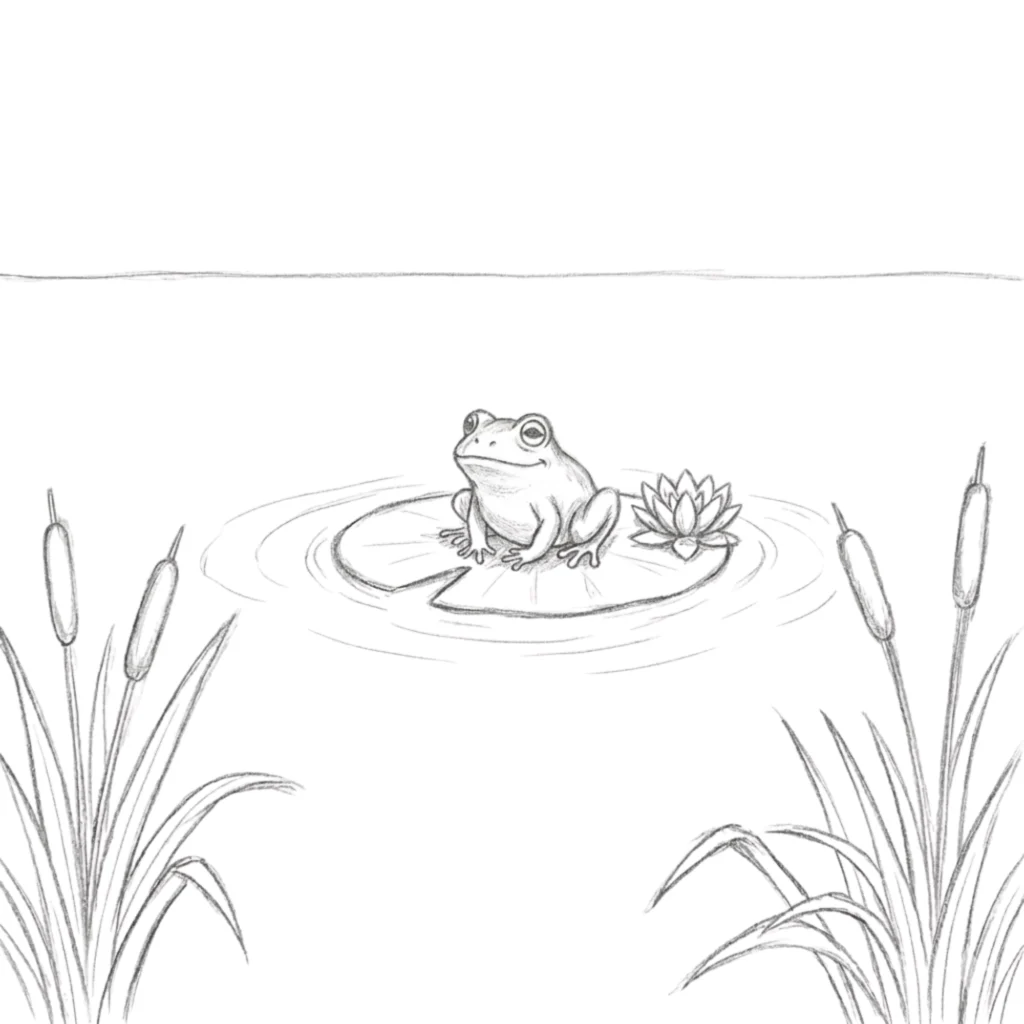 Little Frog in the Pond Drawing