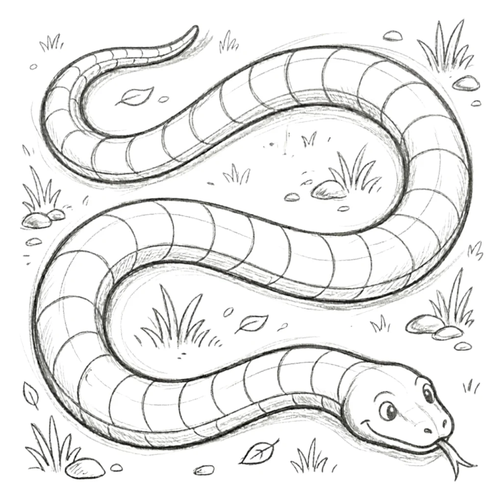 Long Curved Snake Drawing