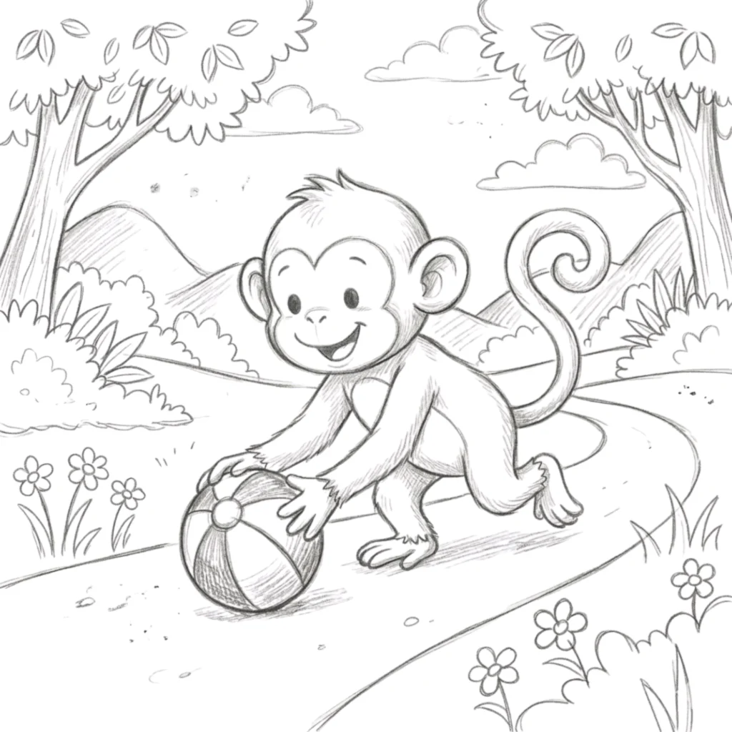 Monkey Playing with a Ball