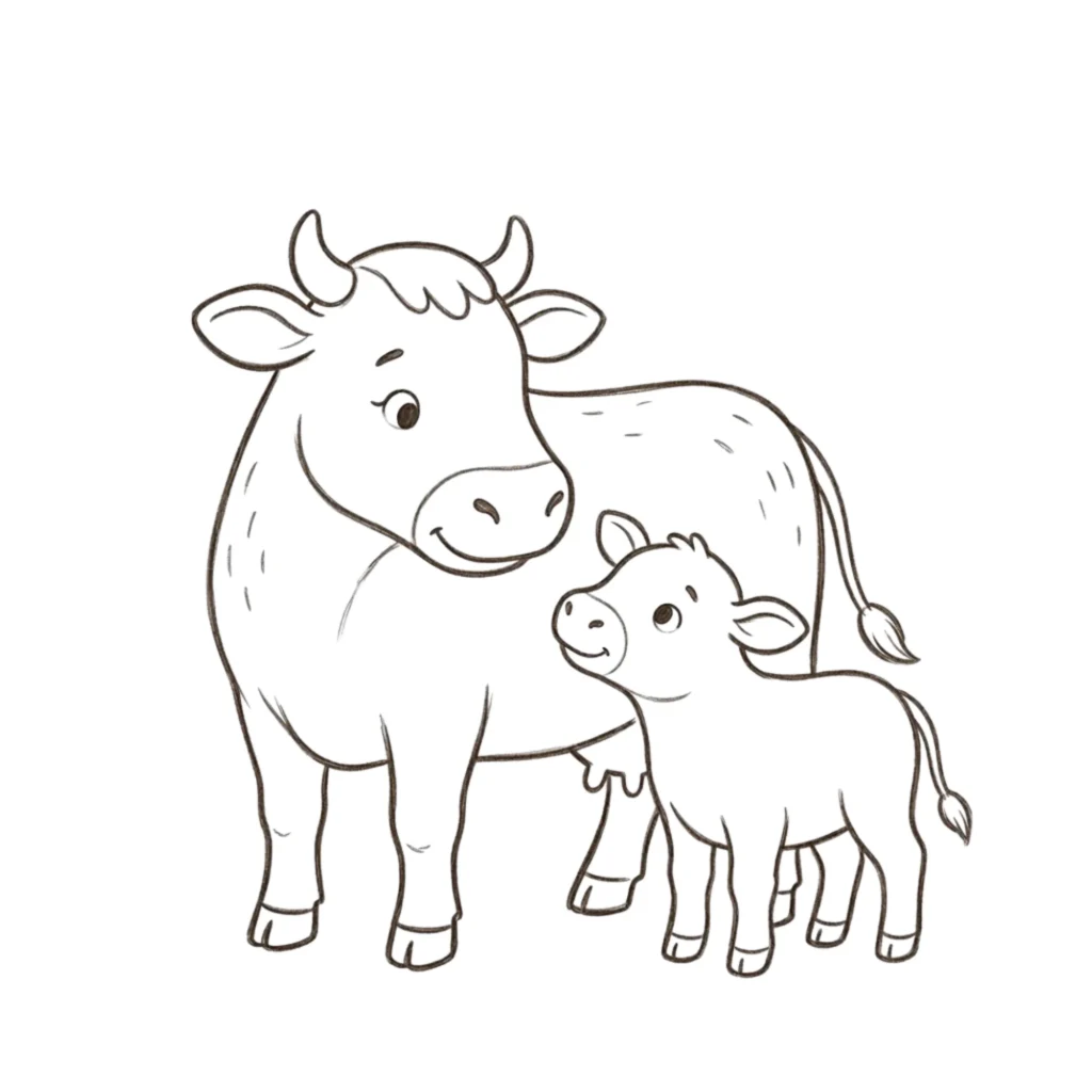 Mother Cow and Baby Calf