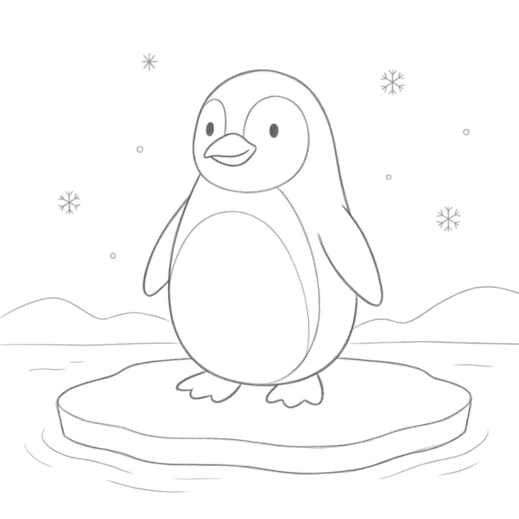 Penguin Ice Drawing