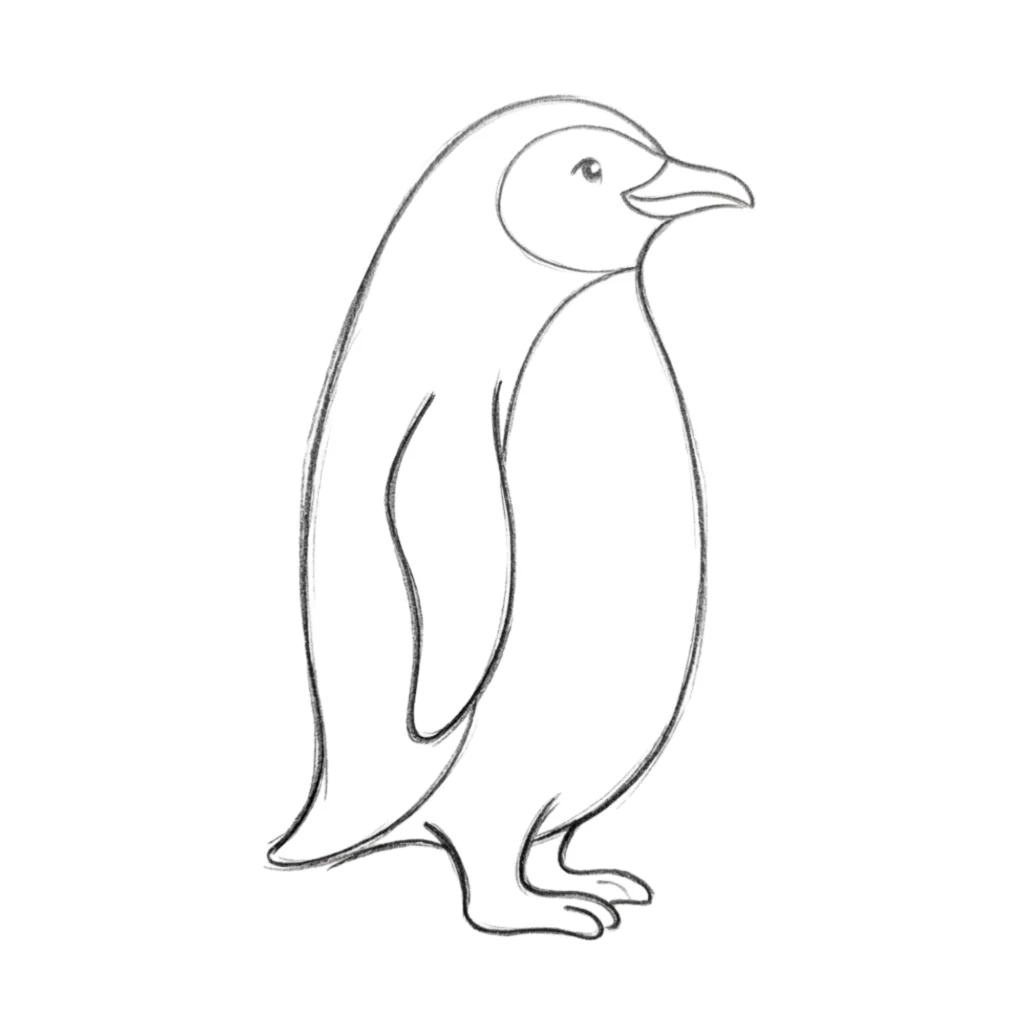 Penguin Side View Drawing