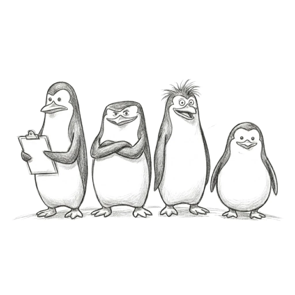 Penguins of Madagascar Drawing