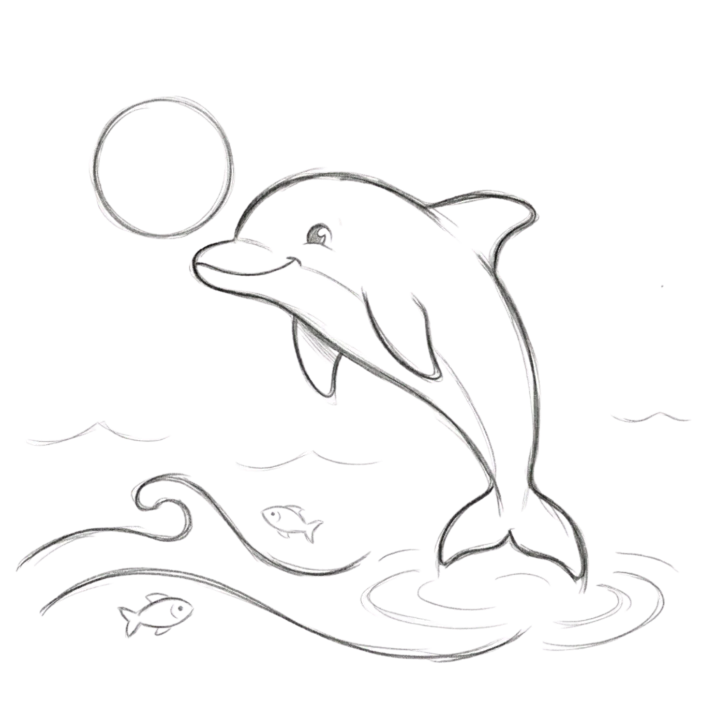 Playful Dolphin Drawing