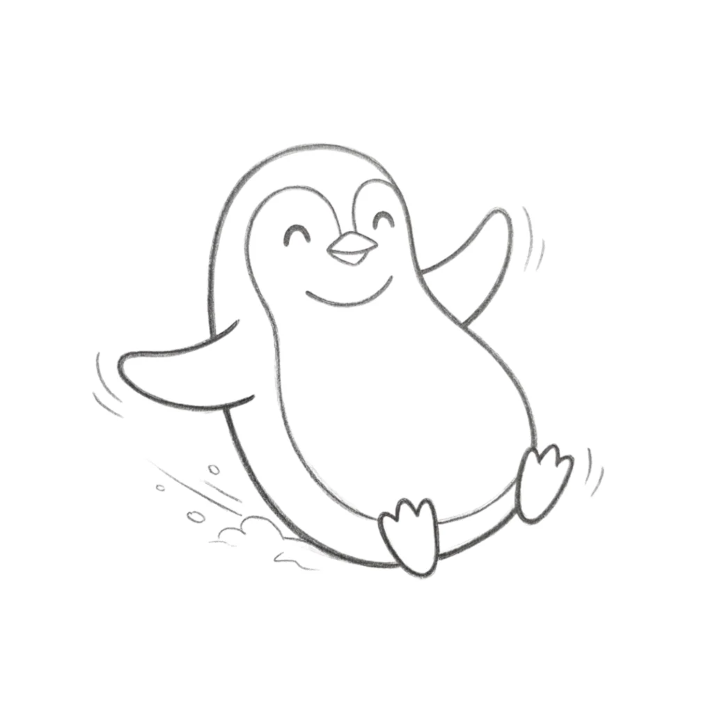 Playful Penguin Drawing