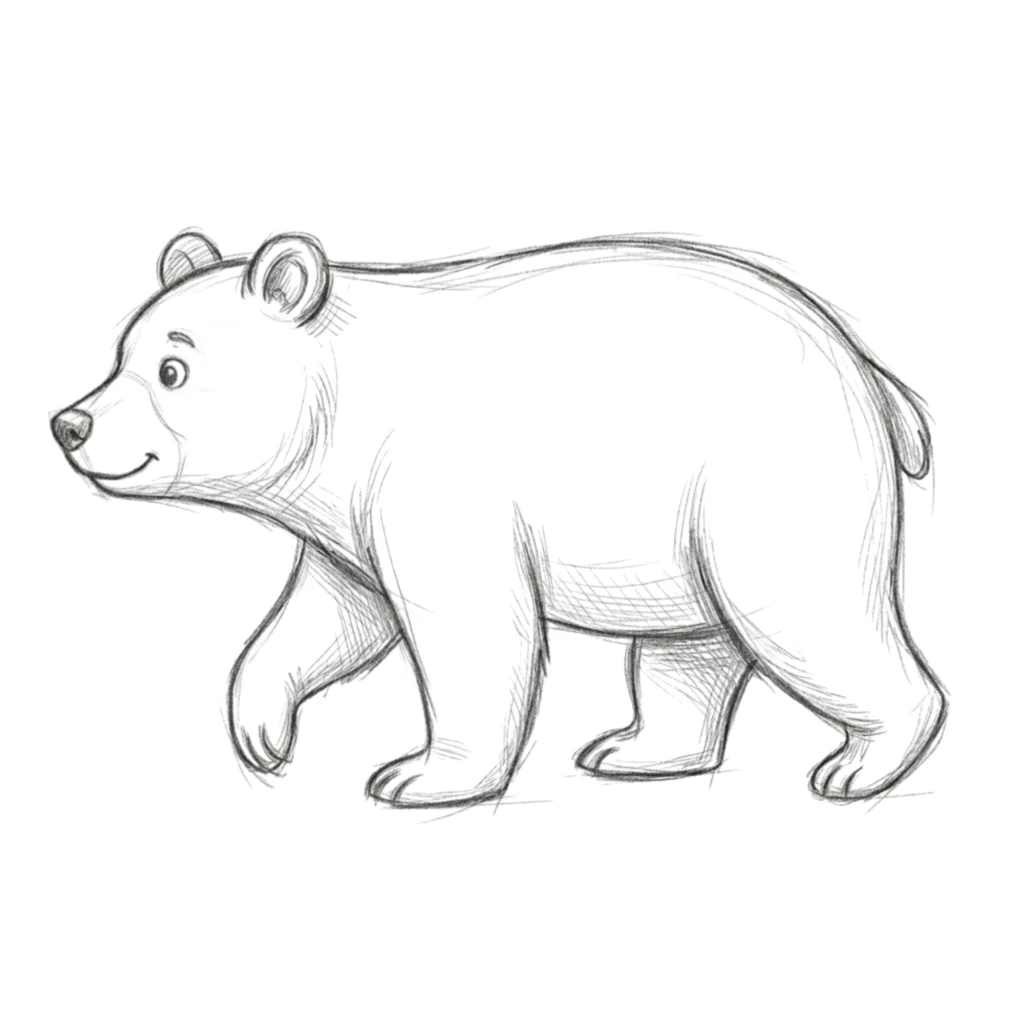 Simple Bear Side View Drawing