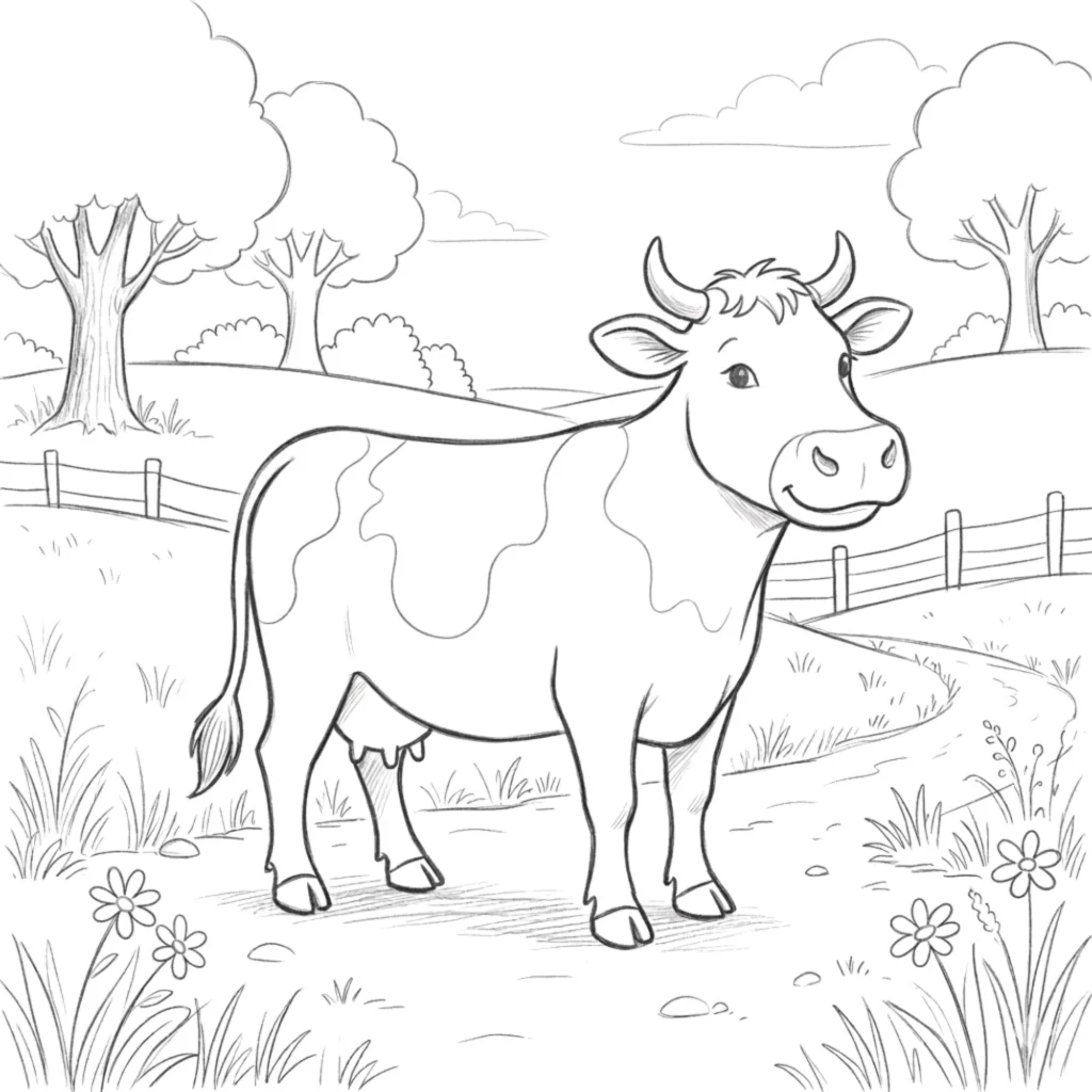 Simple Cow Outline Drawing