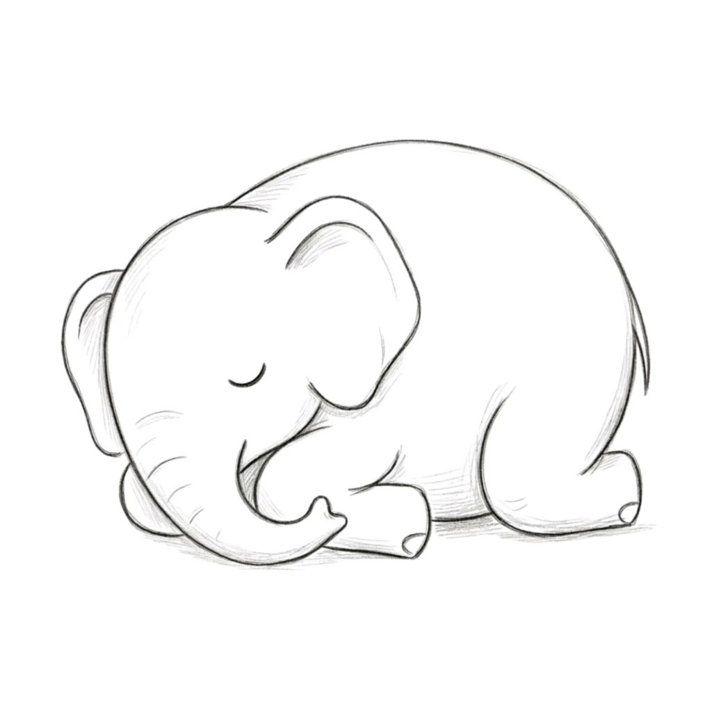 Sleeping Elephant Drawing