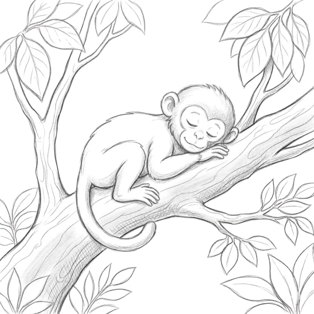 Sleeping Monkey on a Tree