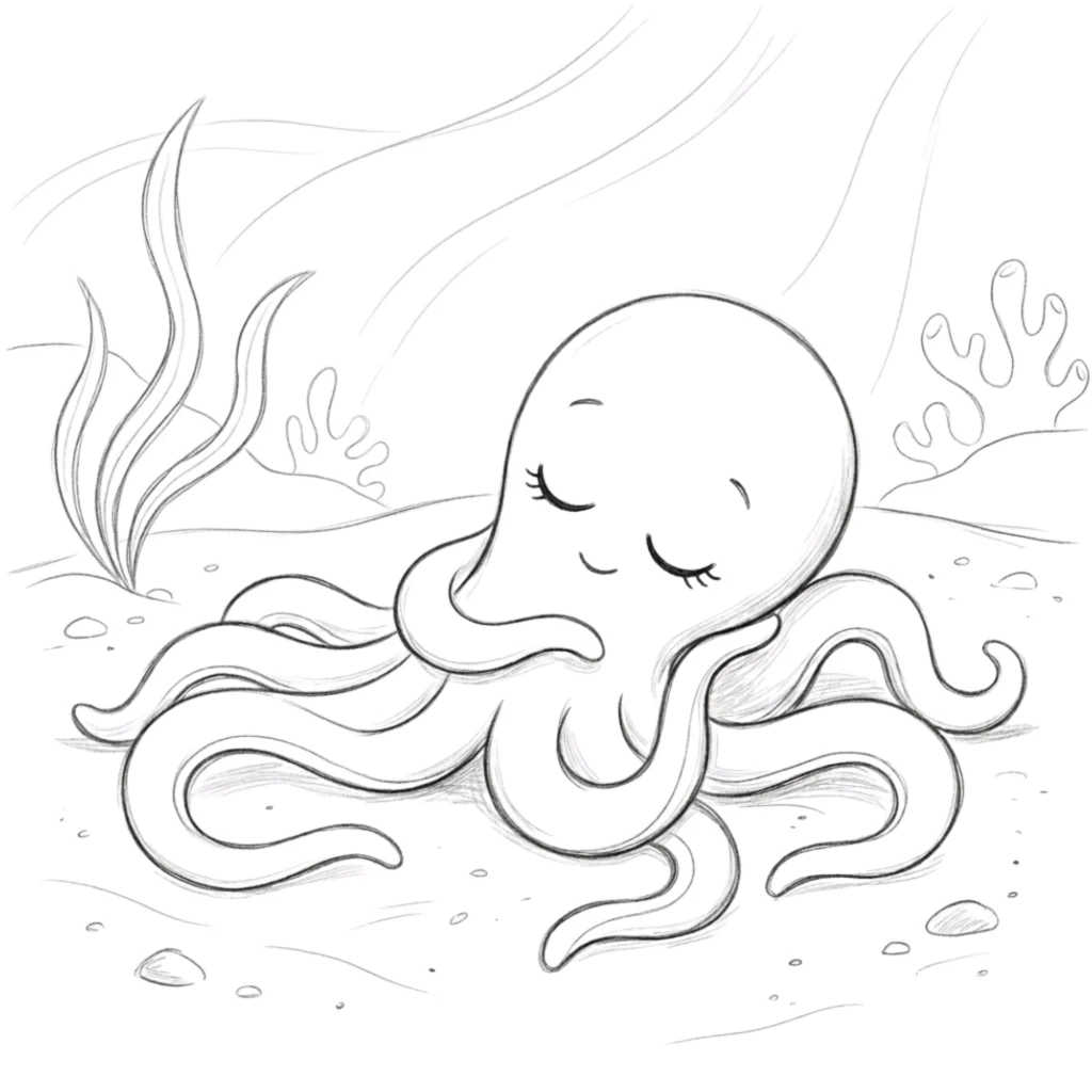 Sleeping Octopus Drawing