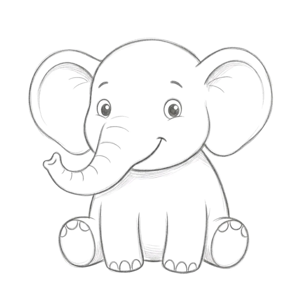 Smiling Elephant Drawing