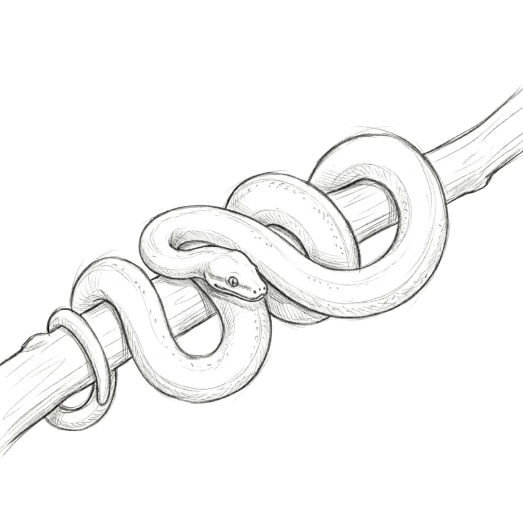 Snake in Jungle Drawing