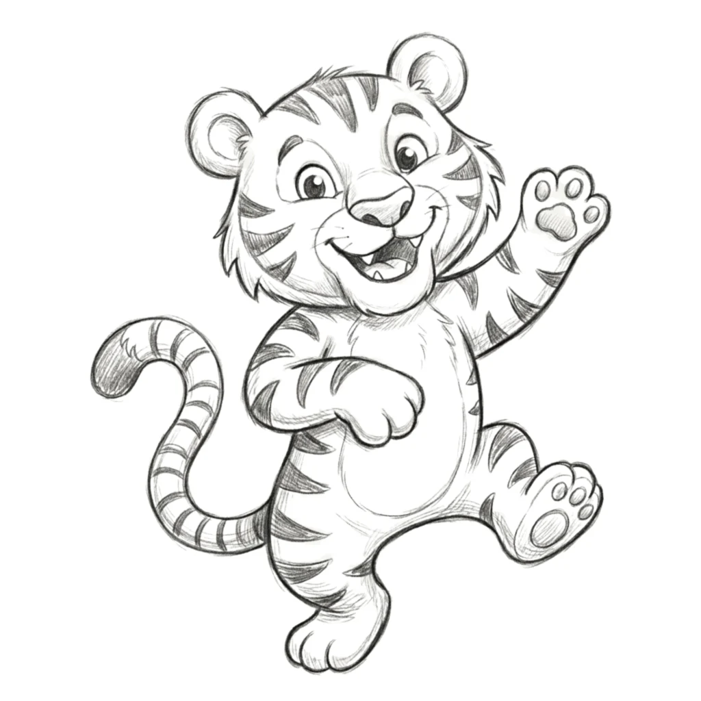 Cartoon  Tiger Drawing