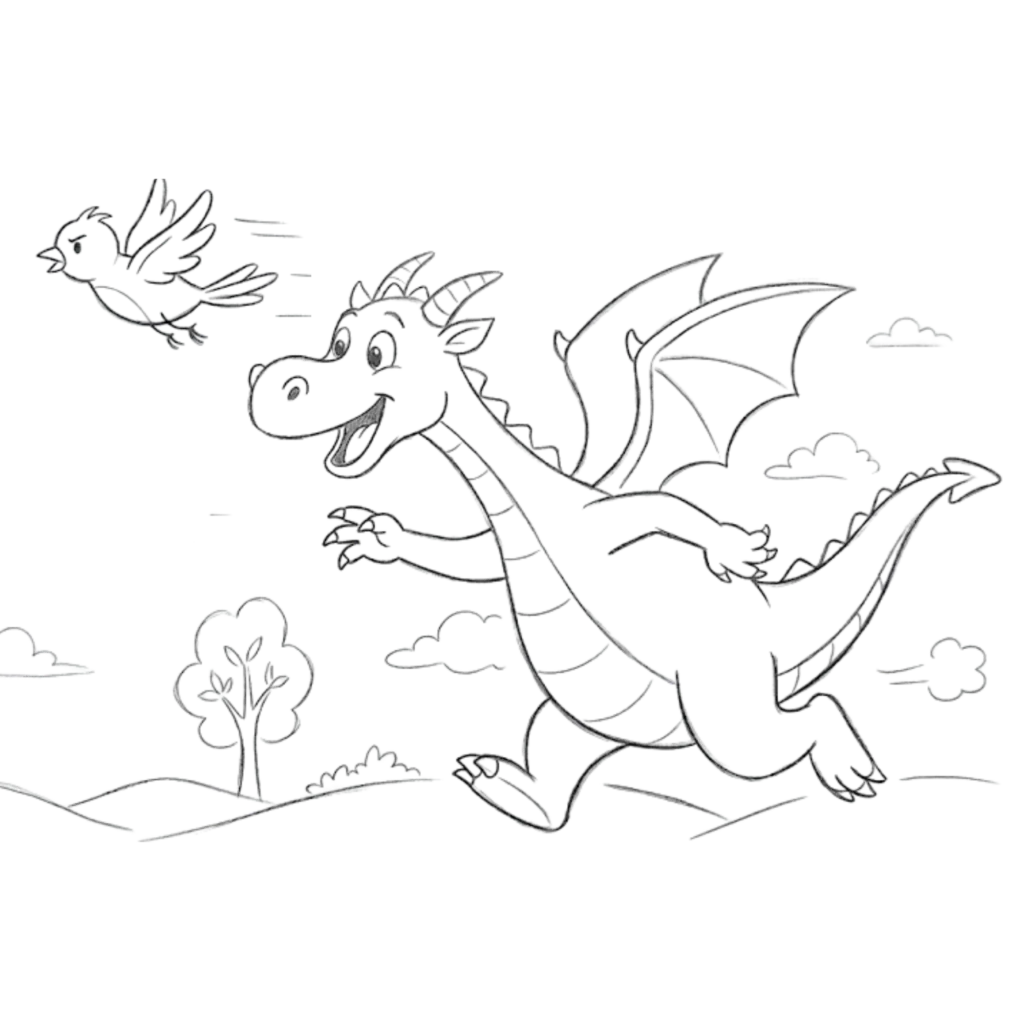Dragon Chasing bird Drawing