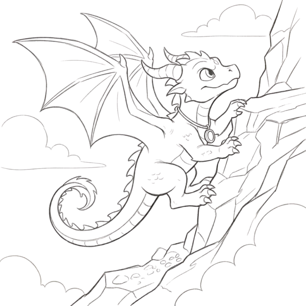 Dragon Climbing Mountain Drawing