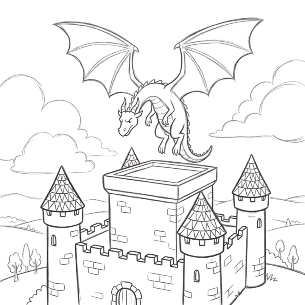 Dragon Landing Castle Drawing