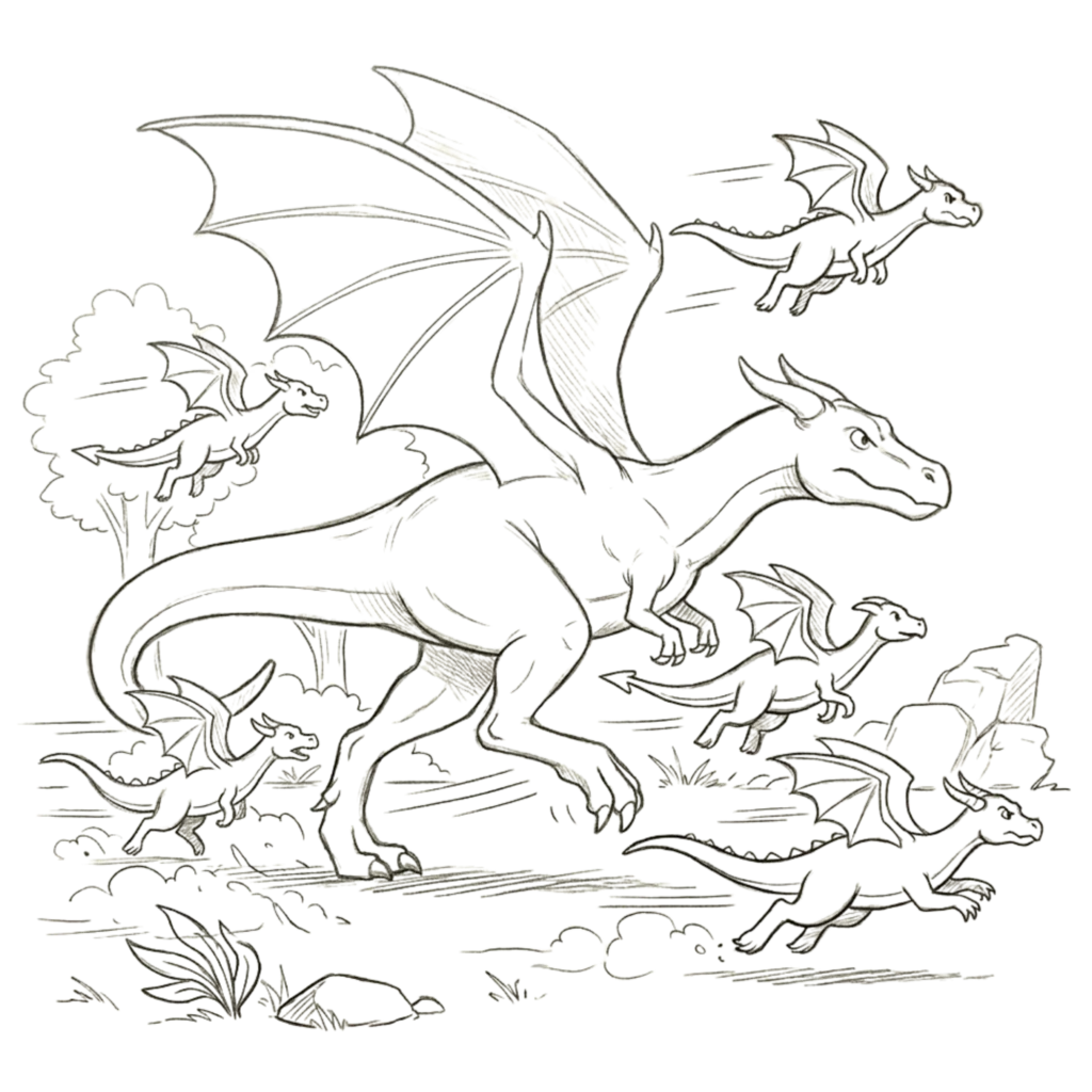 Dragon Running Drawing