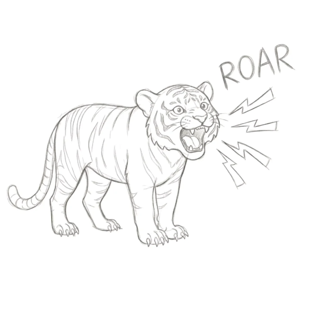 Roaring Tiger Drawing