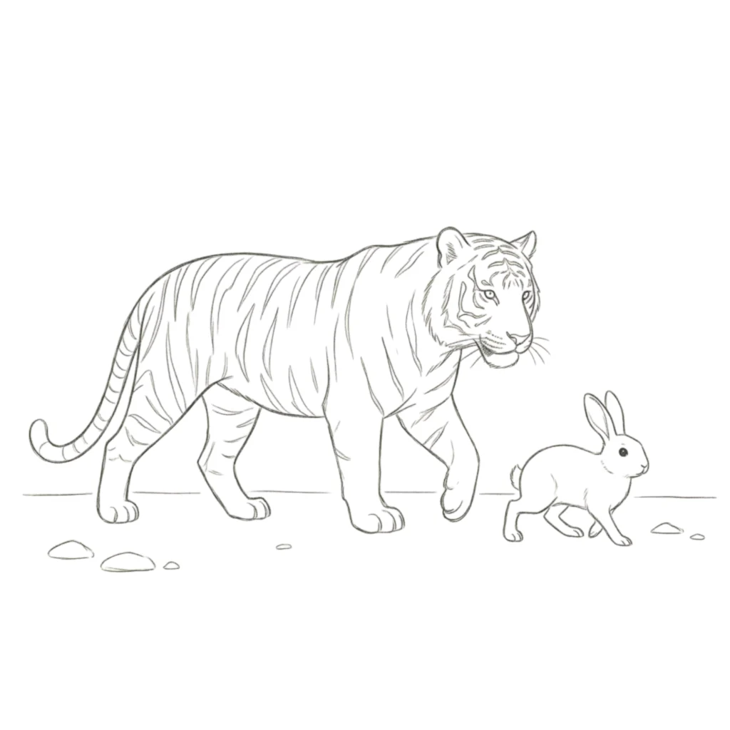 Hunting Tiger Drawing