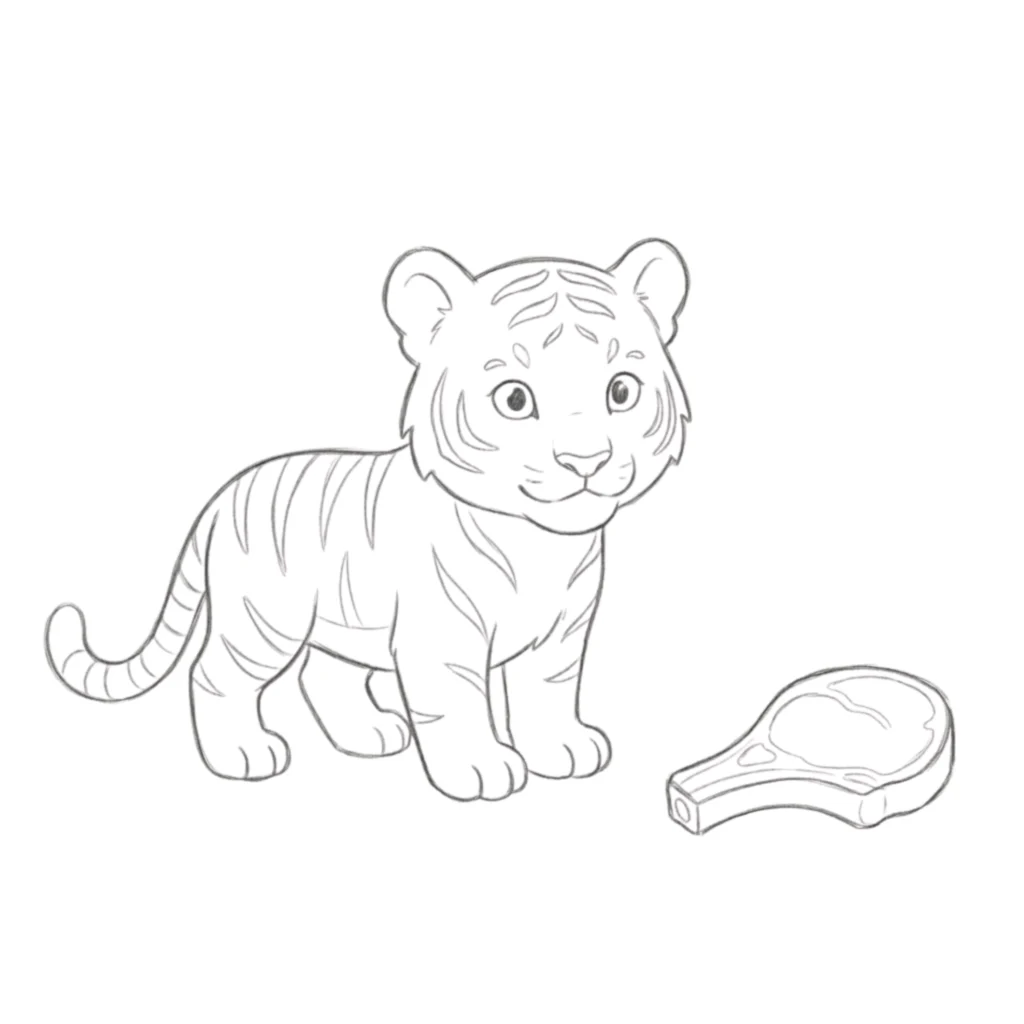 Tiger with Meat Drawing
