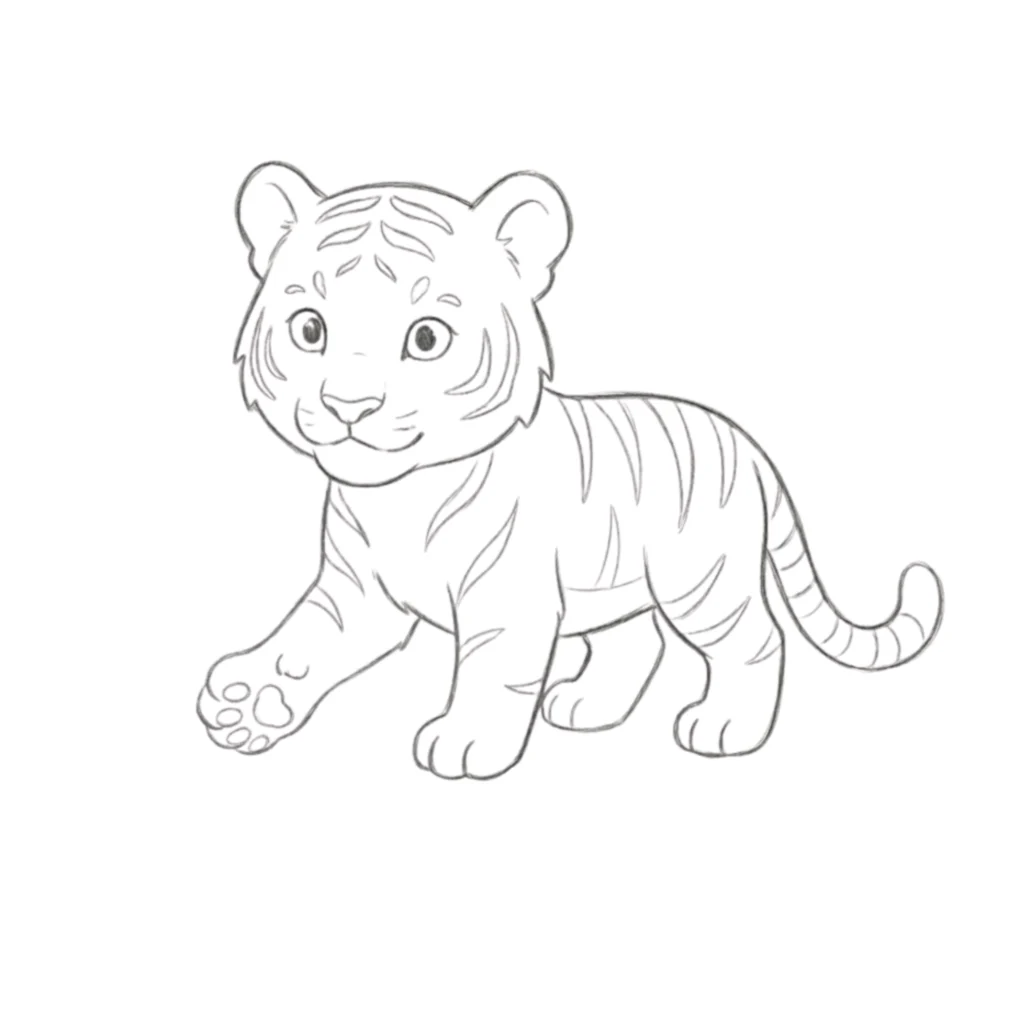 Walking Tiger Drawing