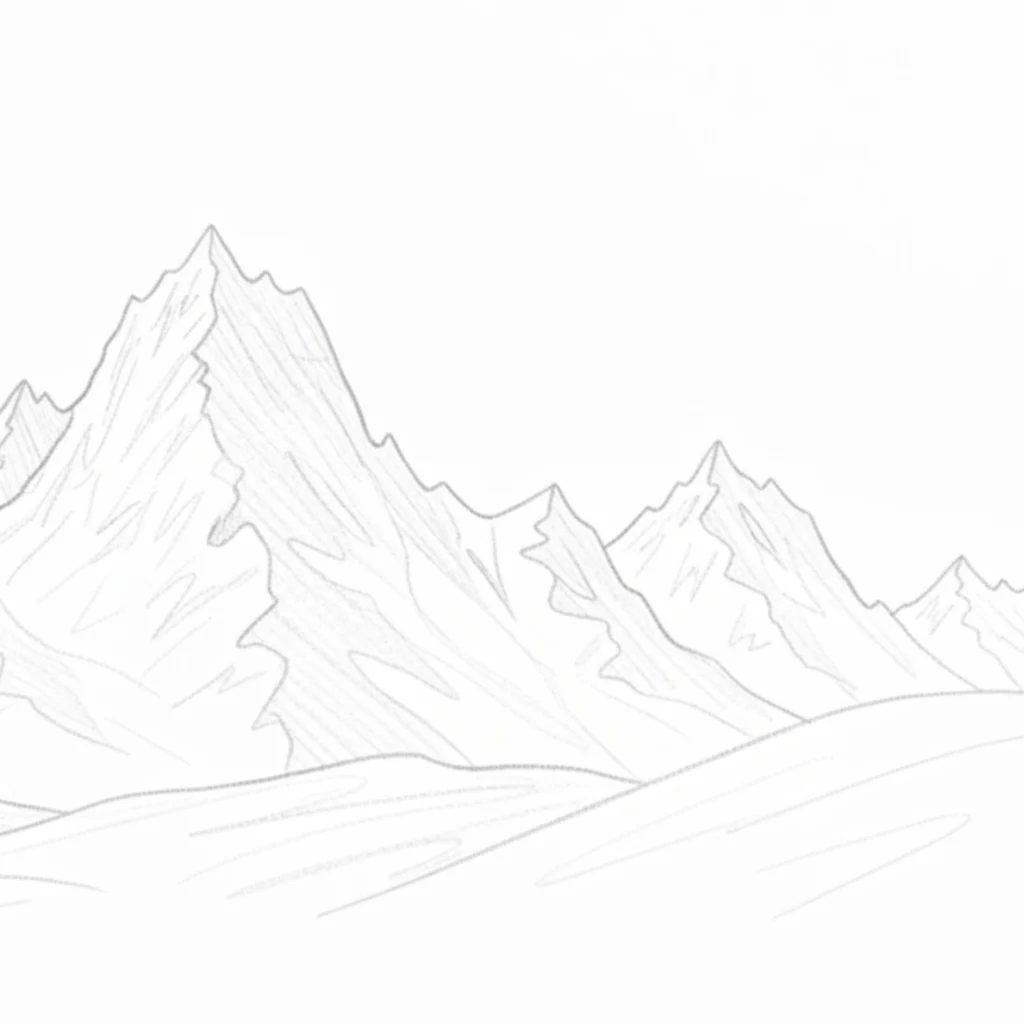 Colorful Nature Mountain Drawing