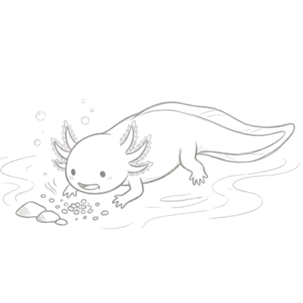 Axolotl Eating Food Drawing