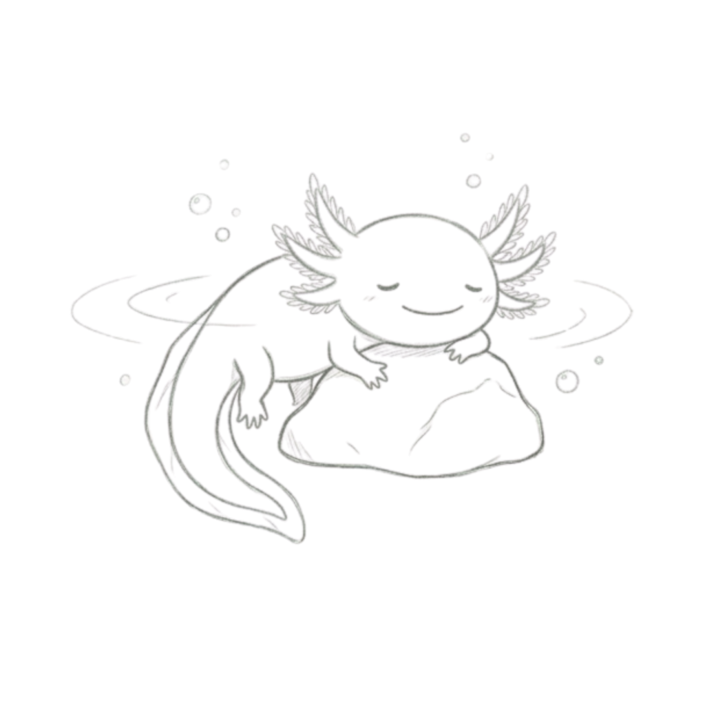 Axolotl on Rock Drawing