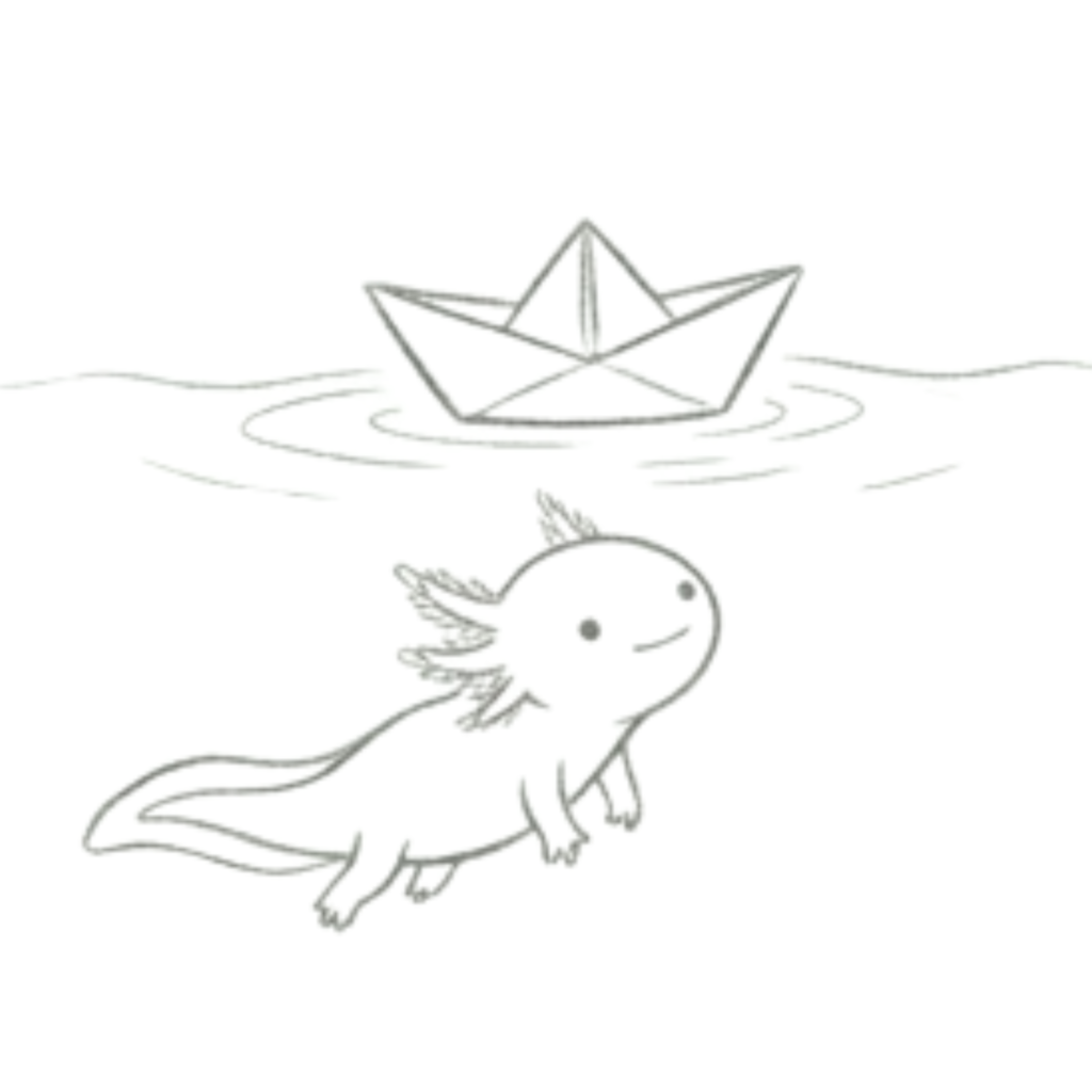 Axolotl with Boat Drawing