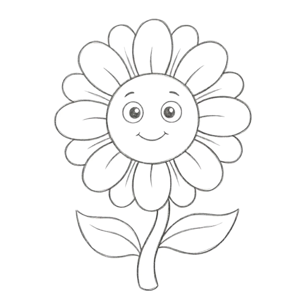 Cartoon Sunflower Drawing